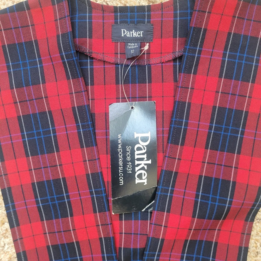 NWT Parker Girls Red Blue Plaid School‎ Uniform Jumper Dress 12 - Picture 3 of 8